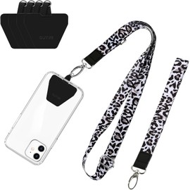 OUTXE Phone Lanyard - 4× Pads, 1× Adjustable Neck Strap, 1× Wrist Strap, Nylon Phone Lanyard Compatible with All Smartphone