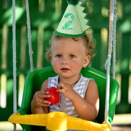HODIHIWI - Sombrero de dinosaurio de segundo cumpleaños con temática de dinosaurio verde para primera fiesta