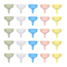 Pack of 25 Small Funnels, Plastic, Mini Plastic Funnel, Kitchen Funnel Set, Cleaning Funnel, Stackable Small Funnel for Transferring Spices, Liquids, Powder, Beans, Jam
