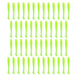 50 Pcs Soft Plastic Single Color Lures with a Lively T-Tail, Portable Biomimetic Plastic Fishing Bait for Saltwater, Freshwater, Rivers（Fluorescent Green）