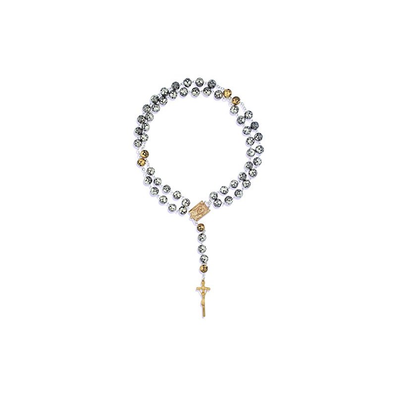 Sorrowful Mother Rosary with Rosette Beads and Gold-Tone Accents