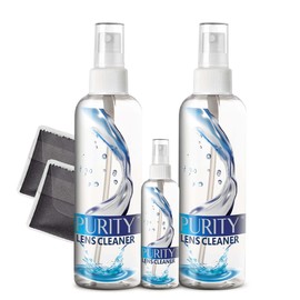Purity Eyeglass Lens Cleaner Kit - 2 x 8oz and 1 x 2oz Lens Cleaner Spray Bottle + 2 Microfiber Cleaning Cloths - Safe for All Lenses (AR Coated Included), Eyeglasses and Screens - Clear