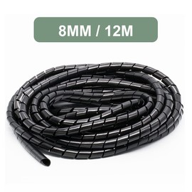 Spiral Hose, Cable Sleeve, Universal Cable Hose, Flexible Spiral Hose, Cable Organisation, Black, 8 mm Diameter and 11 m Length