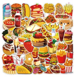 Unbranded 20 Food Stickers Junk Favorites Fried Tasty Vinyl Decals Phone Laptop Luggage