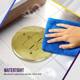 ENERLITES Dual Flip Lid Floor Box Cover, 5.625" Diameter, 20A Tamper-Weather Resistant Receptacle Outlet, Watertight Gaskets, 975517-C, UL Listed, Brass, 1 Gang