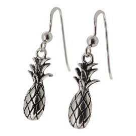Touch Jewellery 925 Sterling Silver Pineapple Drop Earrings with Oxidized Detail