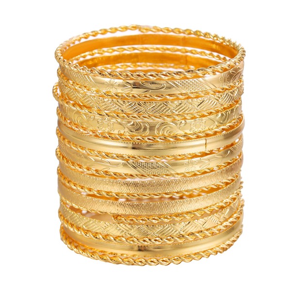 RINTOLER 19Pcs Gold Bangle Bracelets for Women - Multi Layer