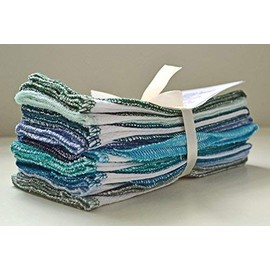1 Ply White Cotton Birdseye Fabric 16x16 or 18x18 Set of 100 in Assorted Blues and Greens- Proudly Made in the USA!