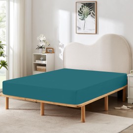 HBHLFZ - Sábana bajera ajustable individual, suave y transpirable, bolsillos profundos, tamaño individual, ajuste elástico, resistente a las arrugas, no destiñe, fácil cuidado, azul y verde