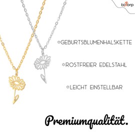 Bixorp Birth Flower Necklace Gold & Silver - Stainless Steel Flower Necklace for Women and Girls, Stainless Steel, No Gemstone