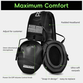 PROHEAR EM011 Slim Electronic Shooting Earmuffs for Women & Youth 23dB NRR Hearing Protection with Sound Amplification – Gel Cushions for All-Day Comfort Lightweight & Compact – Black