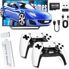 2025 Upgrade Classic Retro Game Console,Classic Retro Game Stick Built in 20000+Video Games,HDMI Output Video Gaming Console Built-in 23 Emulators and Dual Game Controllers(64GB). (White-Gey)