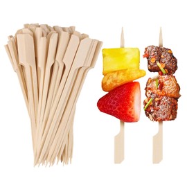 200PCS Cocktail Picks Bamboo Skewers for Appetizers 4.7inch Paddle Wooden Skewers, Fancy Flat Toothpicks for Party Drinks Fruit BBQ, Charcuterie Boards Accessories