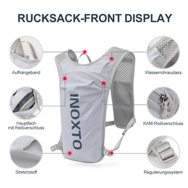 INOXTO Sportfeuchter Weste Rucksack mit 1.5L Wasserbeutel Wanderrucksack für Outdoor Wandern Trail Marathon Radfahren Rennen Camping Mann und Frau