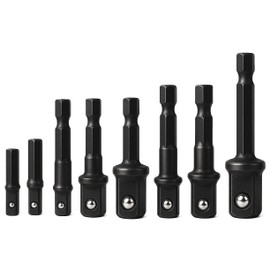 HORUSDY 8-Piece Impact Sockets Adapter Sets, Hex Shank 1/4" 3/8" 1/2"