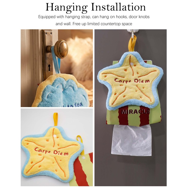 Hanging Tissue Holder with Detachable Hand Towel,Blue Shell