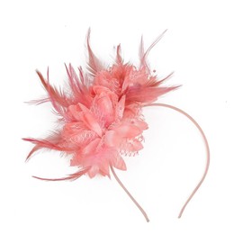 Bailinks Vintage Feather Fascinator Hair Accessories Women's Flower Design Headpiece for Wedding, Cocktail, Carnival and Party Accessories, pink
