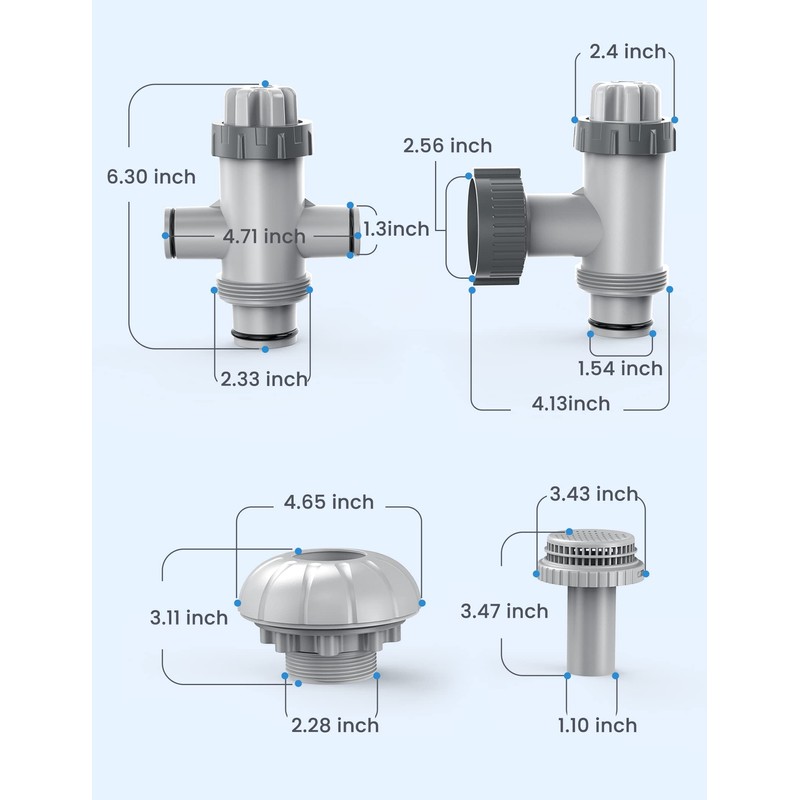 POOLHACKER Pool Filter Part Kit Set (Plunger Valve, Split Hose