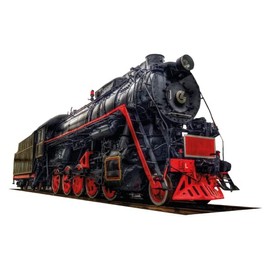 Very Realistic Picture Perfect Art Design of a Train on a Railway Track Vinyl Wall Decal - Vintage Old Coal Black Train with Real Smoke for Living Room Wall Decoration - 20" x 32"