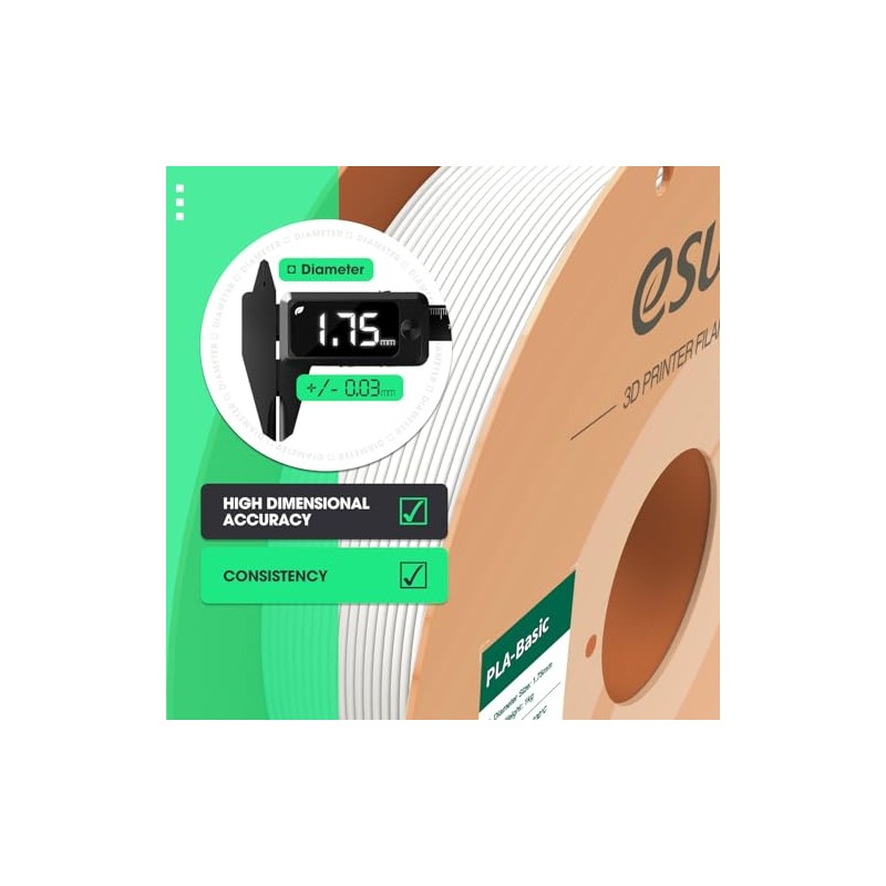 eSUN PLA Basic Filament 1.75mm, 1KG Spool (2.2 LBS) High