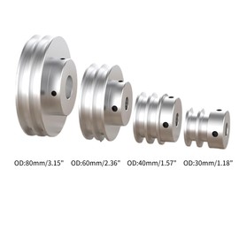 CHANCS V-type pulley 80 mm OD 24 mm fixed bore double groove pulley for motor drive wheel 6 mm (1/4 inch) PU round belt