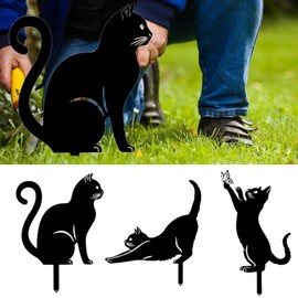 QYEYWJ Black Cat Garden Stake Set of 3 Metal Cat Silhouette Decoration Garden Stake Cat Garden Sculpture on Stake Animal Cat Garden Decoration Cat Animal Garden Stakes Pass Yard Lawn Patio Outdoor