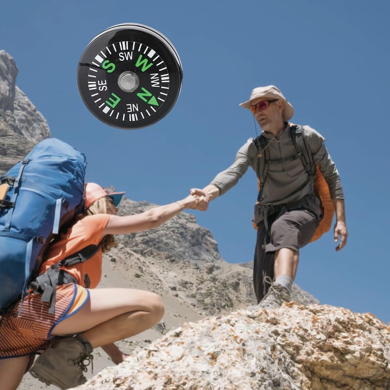 Mini Compass, Oil Filled Compass 20Mm Pocket Compass 12Pcs Button