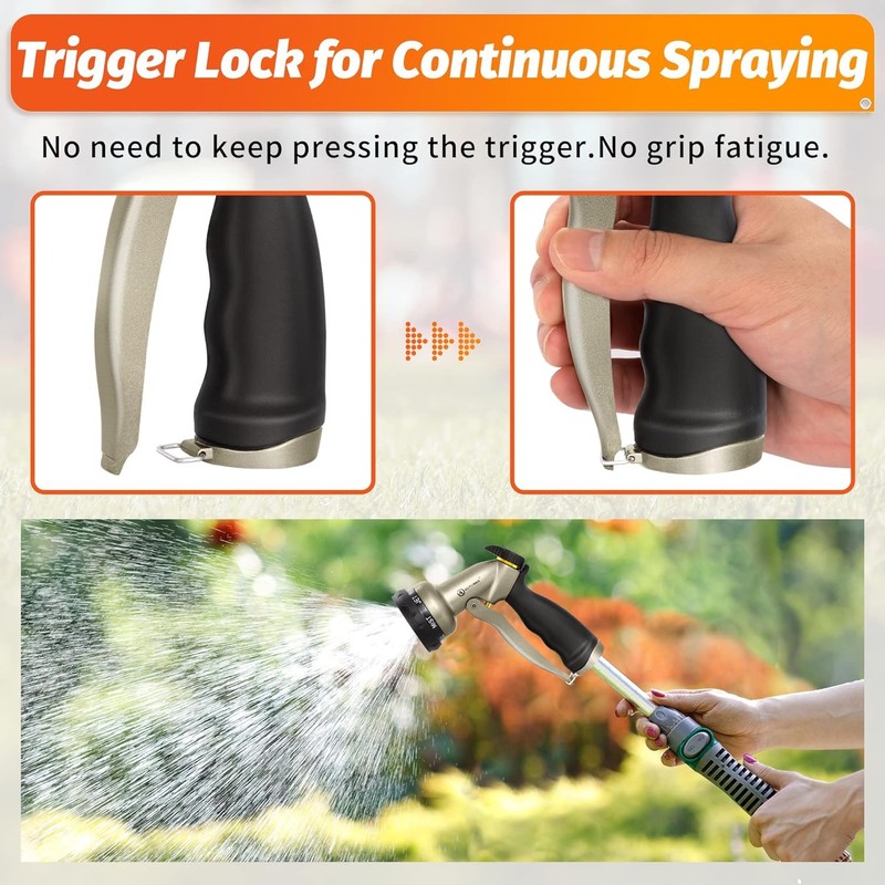 AUTOMAN Garden Hose Nozzle-7 Patterns Sprayer-2 Pack, Metal High Pressure