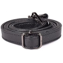 Lelotte Shoulder Strap, Thin Bag, Single Item, Adjustable, Replacement, Shoulder Strap, Leather, Black (metal black), Free size