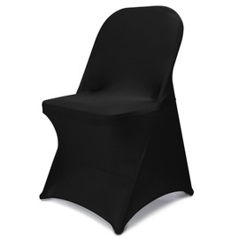 AZAMIA Stretch Folding Chair Covers 30pcs Spandex Chair Covers Protector for Wedding Party Dining Banquet, Washable Universal Fitted Chair Slipcovers for Celebration Birthday (Black, 30pcs)
