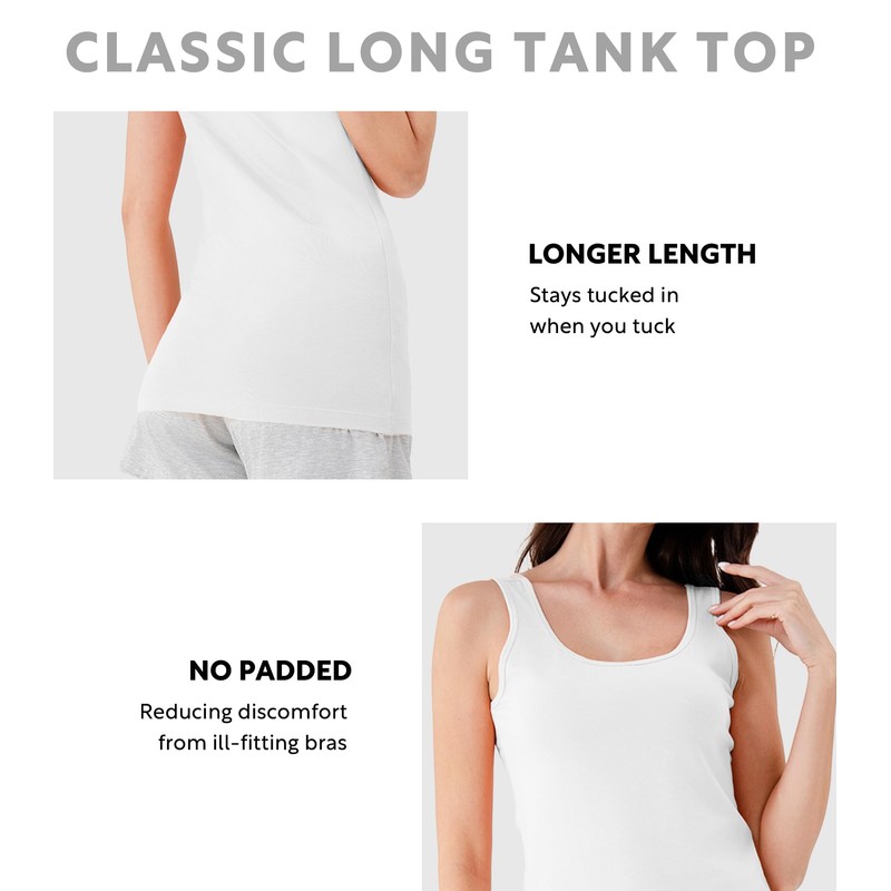 DAVID ARCHY Women's Cotton Camisole Tops Long Tank Top for