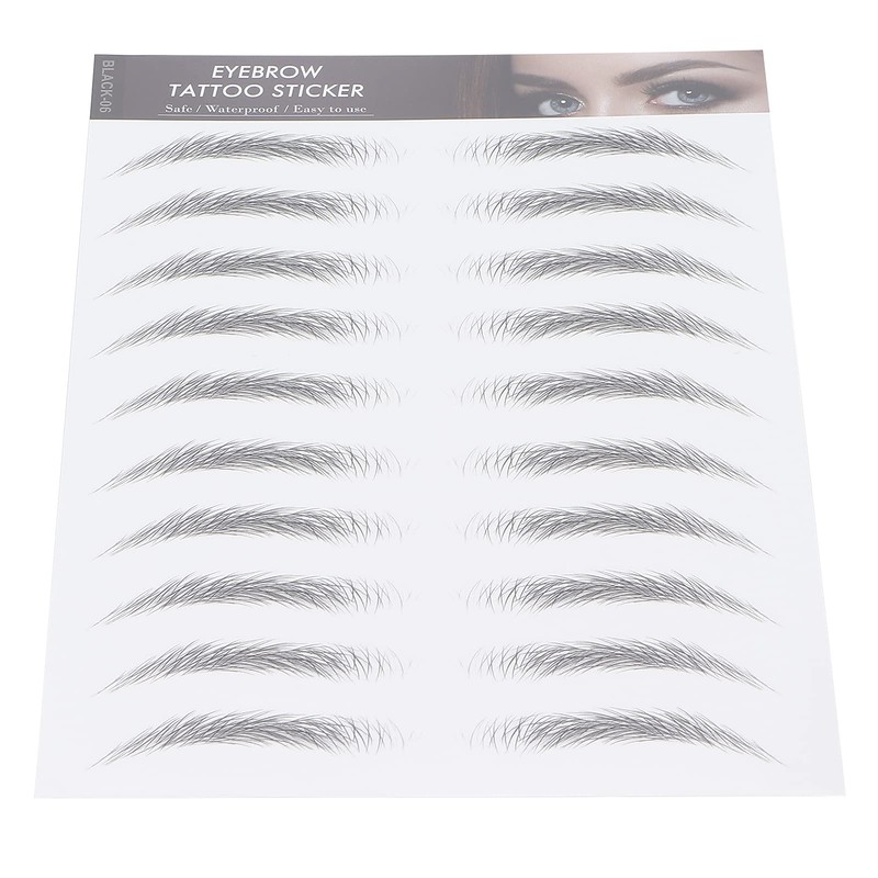 6D Eyebrow Tattoo Sticker, Eyebrow Shaping Stencils, Semi-Permanent, Hair-Like, Waterproof