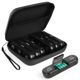 ACWOO Weekly Pill Box Organiser, Portable Travel Pill Boxes 7 Day 3 Times with PU Bag for Multifunctional Storage, Weekly Pill Case Dispenser to Hold Vitamins, Cod Liver Oil, Supplements & Medication