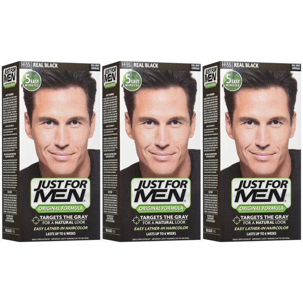 Just For Men Shampoo-In Hair Color - Real Black - 3 pk