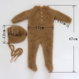Ederafoto Newborn Photography Outfits Boy Girl Props Baby Bear Costume Hat Romper Set Photo Posing Photoshoots Crochet (Brown B)
