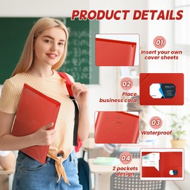 Henoyso Plastic Folders with Clear Front Pockets Bulk Heavy Duty File Folders with 2 Pockets and Card Slot for Student Teacher Back to School Supplies Office Presentation(Red,150 Pcs)
