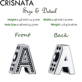 CRISNATA Vintage Initial A-Z Letter Charms, 925 Sterling Silver 26 Alphabet Beads Openwork 4 Leaf Clover, Fits European Bracelet Necklace, Idea Gift for Family/Lover/Friends, Sterling Silver, No