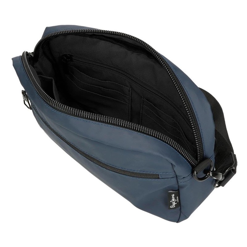 Pepe Jeans Hoxton Black and Blue Polyester PU Shoulder Bags