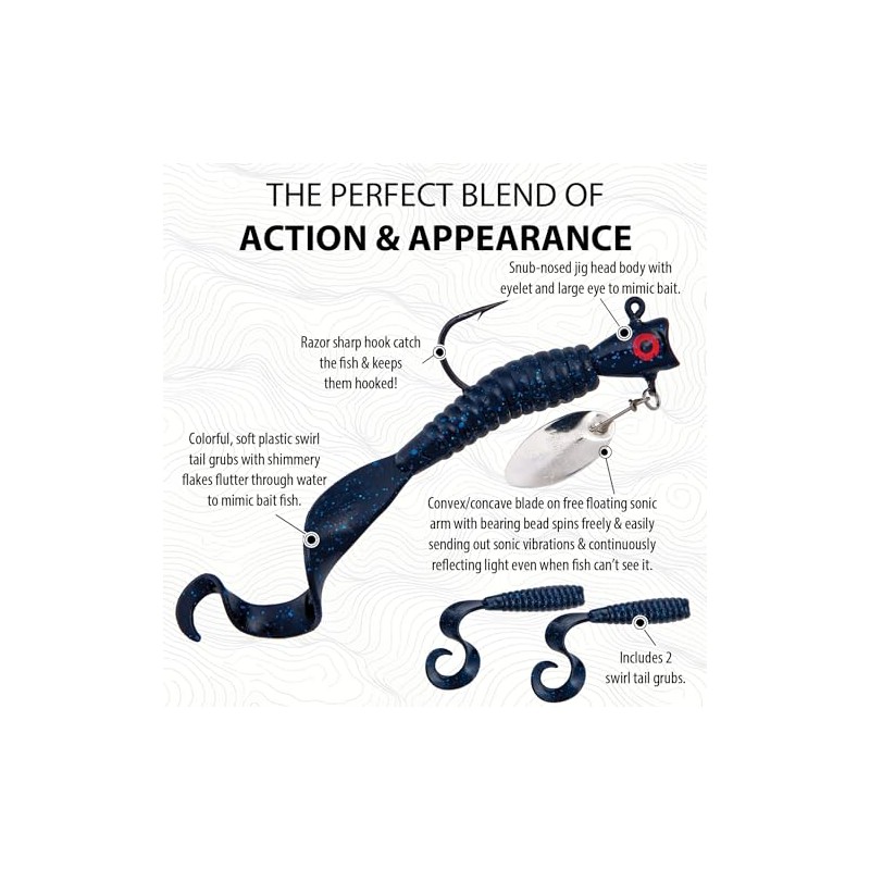 Panther Martin PMUS_9_BBF SonicSubSpin Underspin Fishing Lures - Black Blue