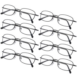 Gr8Sight 8-Pack Metal Frame Reading Glasses with Spring Hinged Arms for Women and Men Readers