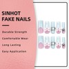 SINHOT Long Press on Nails Square Fake Nails 3D Bowknot