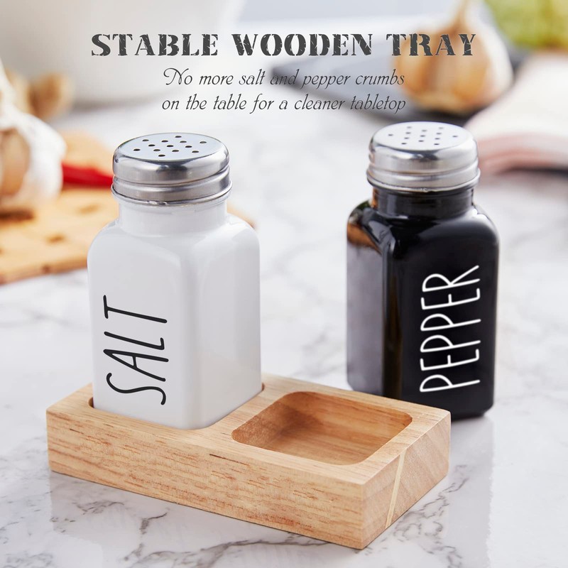 Salt and Pepper Shakers Set with Holder - Dopeca Glass
