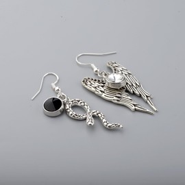 MAOFAED TV Show Inspired Gift Angel And Demon Earring Fandom Merch Frienship Gift (angel demon earring)