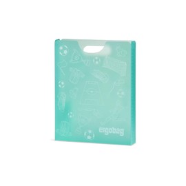 Ergobag Notebook Box DIN A4 Incl. Handle for More Order in the School Bag, Transparent and Sturdy, Football, Green
