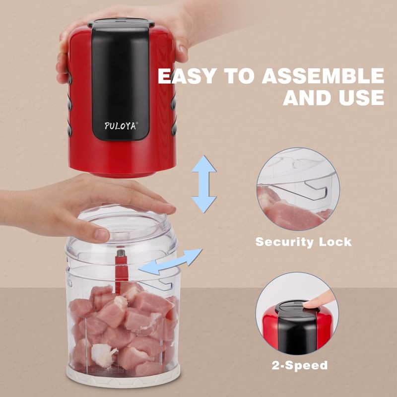 PULOYA Mini Prep Food Processor 2 Cup Small Electric Food