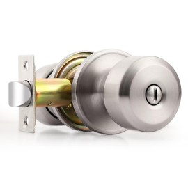 Probrico Brushed Nickel Door Knob Without Key Privacy Door Knob Bedroom/Bathroom Door Knobs Interior Keyless Door Knobs 1 Pack