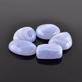 Natural Blue Lace Agate Gemstones and Crystals Cabochon Lot, DIY Jewelry Making Loose Gemstones, Chakra Healing Crystals, Wire Wrapping Cabochons, Pack of 5 Pcs