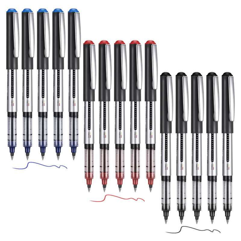 15 Pack Rollerball Pens, 0.5mm Liquid Ink Pens Gel Ink