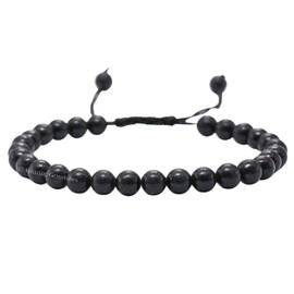 Shungite Bracelet for Women Men's Gifts - Protection Healing Crystal Bracelet - 6mm Gemstone Beaded Adjustable Bracelet Pulseras Para Hombres Mujer Stocking Stuffers
