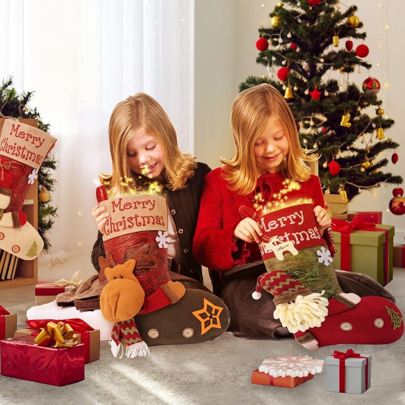 YJWZ Christmas Stockings,49cm Large Xmas Stockings Classic Large Stockings Santa,